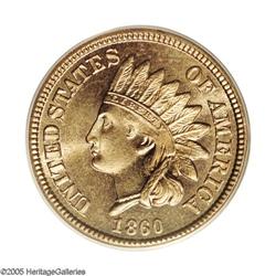 1860 1C MS67 PCGS. Ex: Ally Collection.The Rounded Bus 1860[1C] MS67 PCGS.