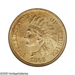 1866 1C MS66 Red PCGS. Ex: Ally Collection. A lovely G 1866[1C] MS66 Red PCGS.