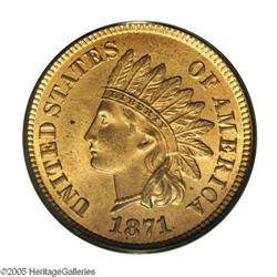 1871 1C MS65 Red PCGS. Only 3.9 million Indian cents w 1871[1C] MS65 Red PCGS.