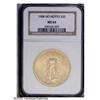 1908 $20 No Motto MS64 NGC. This pumpkin-gold near-Gem 1908[$20] No Motto MS64 NGC.