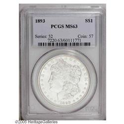 1893 S$1 MS63 PCGS. Lustrous and lightly toned with pl 1893[S$1] MS63 PCGS.
