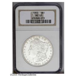 1893 S$1 MS63 NGC. Not a single mark on this piece is 1893[S$1] MS63 NGC.