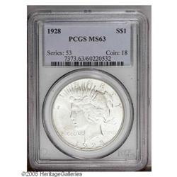 1928 S$1 MS63 PCGS. There is a slight speckled brown a 1928[S$1] MS63 PCGS.