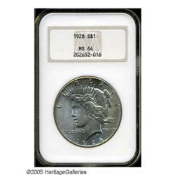 1928 S$1 MS64 NGC. Highly lustrous surfaces display li 1928[S$1] MS64 NGC.