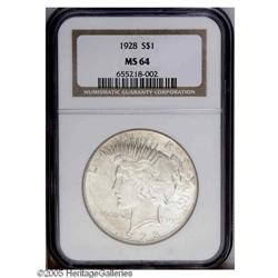 1928 S$1 MS64 NGC. The contact marks keeping this from 1928[S$1] MS64 NGC.