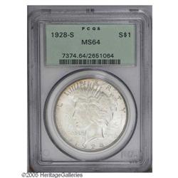 1928-S S$1 MS64 PCGS. Frosty in texture with original 1928-S[S$1] MS64 PCGS.