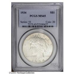 1934 S$1 MS65 PCGS. The perfectly executed strike on t 1934[S$1] MS65 PCGS.