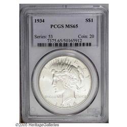 1934 S$1 MS65 PCGS. Wisps of nearly unnoticeable patin 1934[S$1] MS65 PCGS.