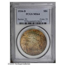 1934-D S$1 MS64 PCGS. Deep orangish-red and russet-gra 1934-D[S$1] MS64 PCGS.
