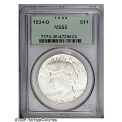 1934-D S$1 MS65 PCGS. This well struck Gem shows none 1934-D[S$1] MS65 PCGS.