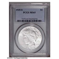 1935-S S$1 MS65 PCGS. Three rays below ONE. Gorgeous b 1935-S[S$1] MS65 PCGS.