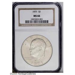 1971 $1 MS66 NGC. A hint of golden patina is noted on 1971[$1] MS66 NGC.