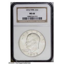 1972 $1 Type Three MS66 NGC. This popular Ike variety 1972[$1] Type Three MS66 NGC.