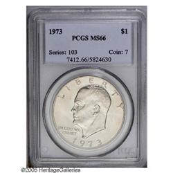 1973 $1 MS66 PCGS. This bright Eisenhower dollar exhib 1973[$1] MS66 PCGS.