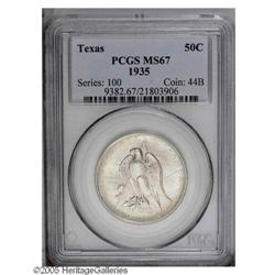 1935 50C Texas MS67 PCGS. A golden ring encircles this 1935[50C] Texas MS67 PCGS.