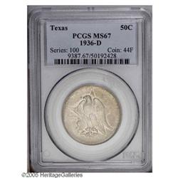 1936-D 50C Texas MS67 PCGS. Lustrous surfaces are bath 1936-D[50C] Texas MS67 PCGS.