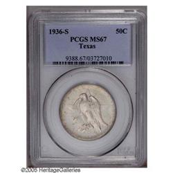 1936-S 50C Texas MS67 PCGS. Fully struck and pristine, 1936-S[50C] Texas MS67 PCGS.