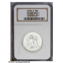 1936-S 50C Texas MS67 NGC. This lustrous Superb Gem is 1936-S[50C] Texas MS67 NGC.