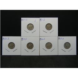 (6) Circulated Mercury Dimes – all San Francisco:  40, 41, 42, 43, 44, and 45.