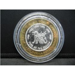 Sam Boyd’s California (Las Vegas)  $10 (.999) silver gambling token.   In capsule.