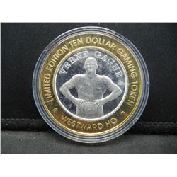 Westward Ho (Verne Gagne) Las Vegas Nevada $10 (.999) silver gambling token.   In capsule.
