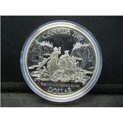 1989 Canada Silver $1.  McKenzie River.  Gem BU Proof-Like in capsule.