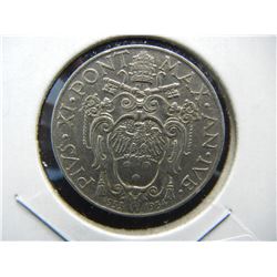 1933 Vatican City 1 Lire Coin.  Extra Fine.