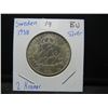 Image 3 : 1938 Sweden 2 Kroner silver coin.  Brilliant Uncirculated.