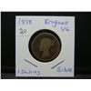 Image 3 : 1838 England 1 Shilling.  Original VG.  Silver.