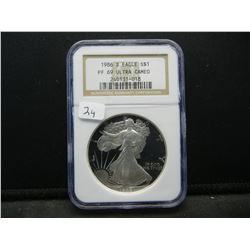 1986-S Silver Eagle $1.  Slabbed by NGC (One of the best) as PF 69, Ultra-Cameo.  THE FIRST YEAR!