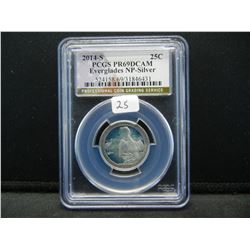 2014-S Everglades Silver Quarter.  Slabbed by PCGS (The BEST) as PR69 DCAM.