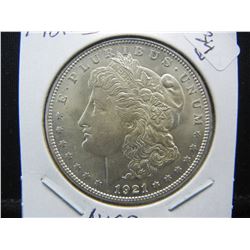 1921-S Morgan Dollar.  Very choice White BU.  MS 64.