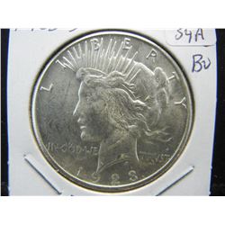 1923-S Peace Dollar.  MS 63/4 white coin.  Well struck with great luster.