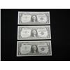Image 1 : (3) 1957 $1 Silver Certificates.  Consecutive Serial #s.  Great poker note-5 fours.  GEM CU.