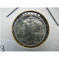 1942 Mercury Dime.  Super GEM BU with split bands.