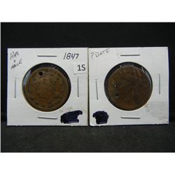 1847 and No Date Large Cents, Holed