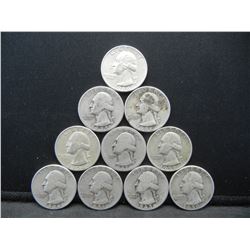 (10) Silver Washington Quarters