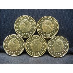 NOT REAL GOLD, (5) California Gold Tokens CLAD