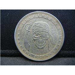 1921 (SKULL-PIRATE/MORGAN), NOT SILVER OR LEGAL TENDER