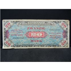 1944 Germany  Twenty Mark Allied Military Currency