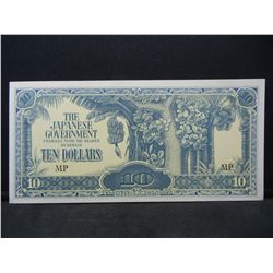 WWII Japanese Uncirculated (10) Dollars Malaya Occupation Note