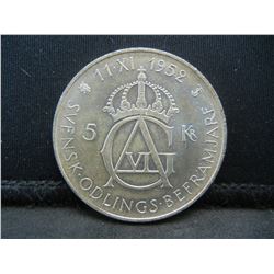 1952 Sweden Five Kroner