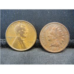 1909 Indian Head Cent and 1909 VDB Cent
