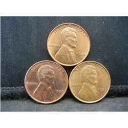 1937, 38, 39 Wheat Cents