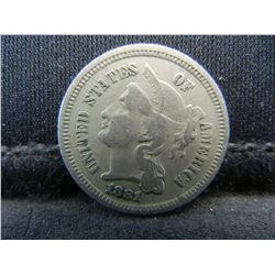 1881 Very Nice 3 Cent Nickel.