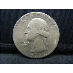 1937-D Semi-Key Date Washington Quarter.