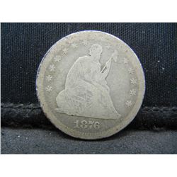 1876-S Seated Liberty Quarter.