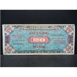 1944 Germany 20 Mark Allied Military Currency.