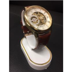 Forsining Wrist Watch Skeleton Dial with Mechanical Movement Men