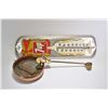 Image 1 : Vintage 7-UP metal wall thermometer made by Canada-Barker-74 no. 3793 and a single beam balance scal